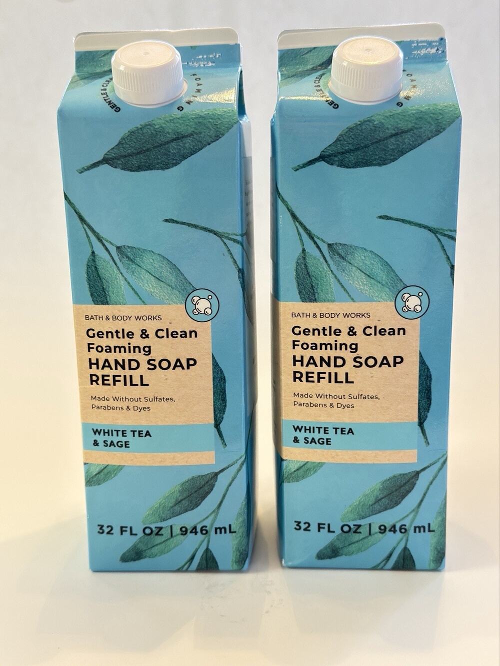 Set Of 2 - Bath & Body Works White Tea & Sage Foaming Hand Soap Refill 32oz